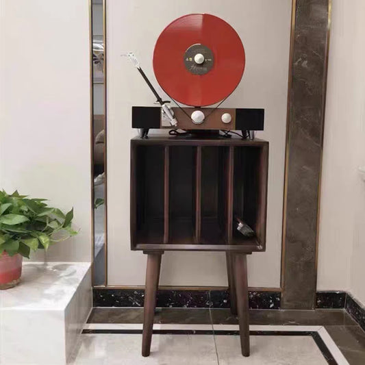 Mid-Century Record Storage End Table,Record Player Stand with Record Storage