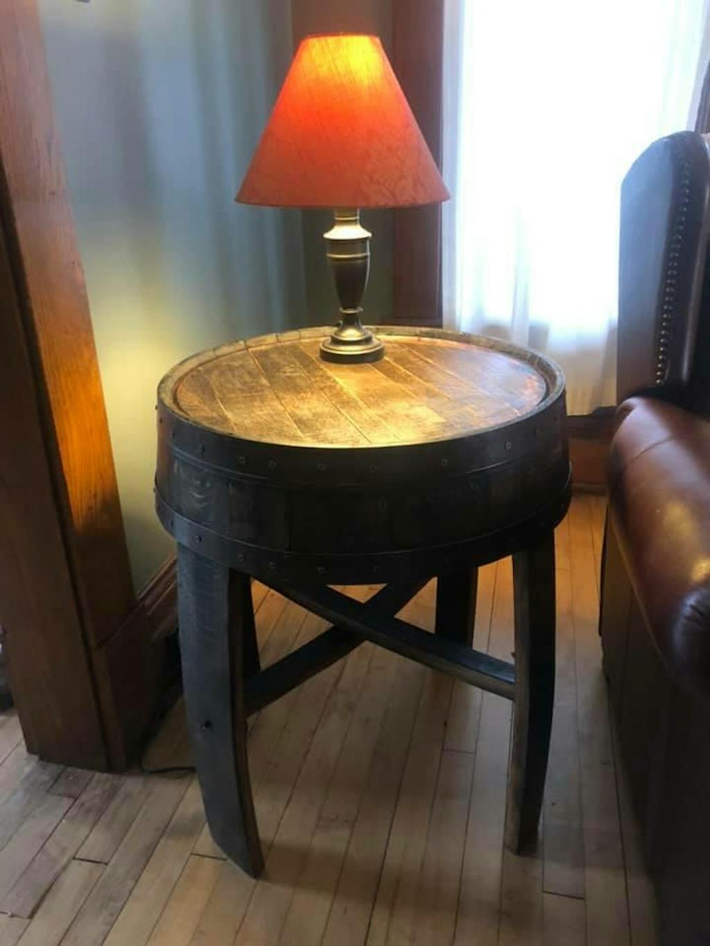 Handcrafted Oak Whiskey Barrel End Table