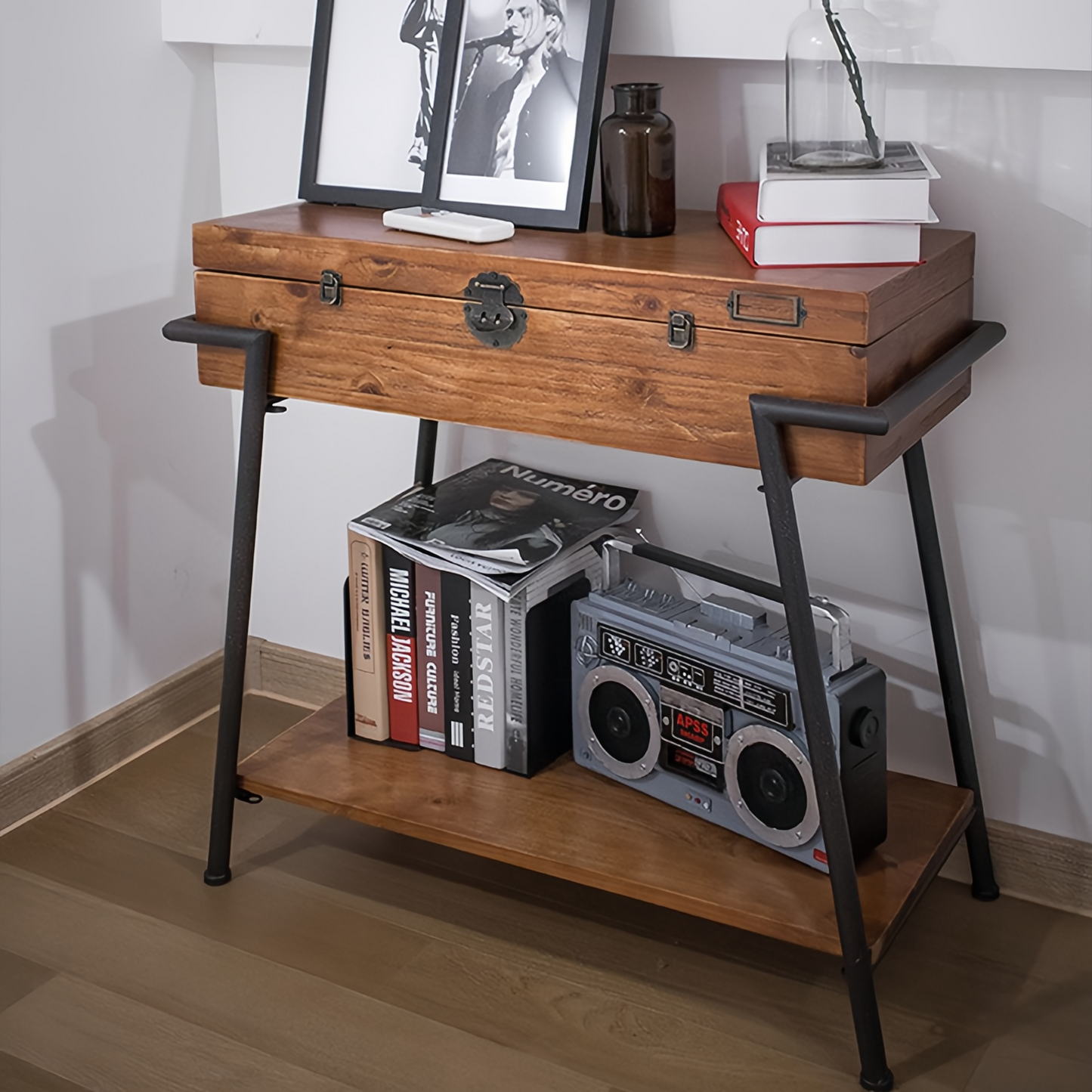 Wood Porch Table Side Cabinet Retro Sofa Table Console Table