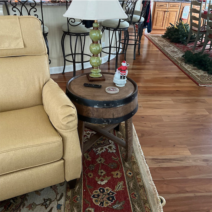 Handcrafted Oak Whiskey Barrel End Table