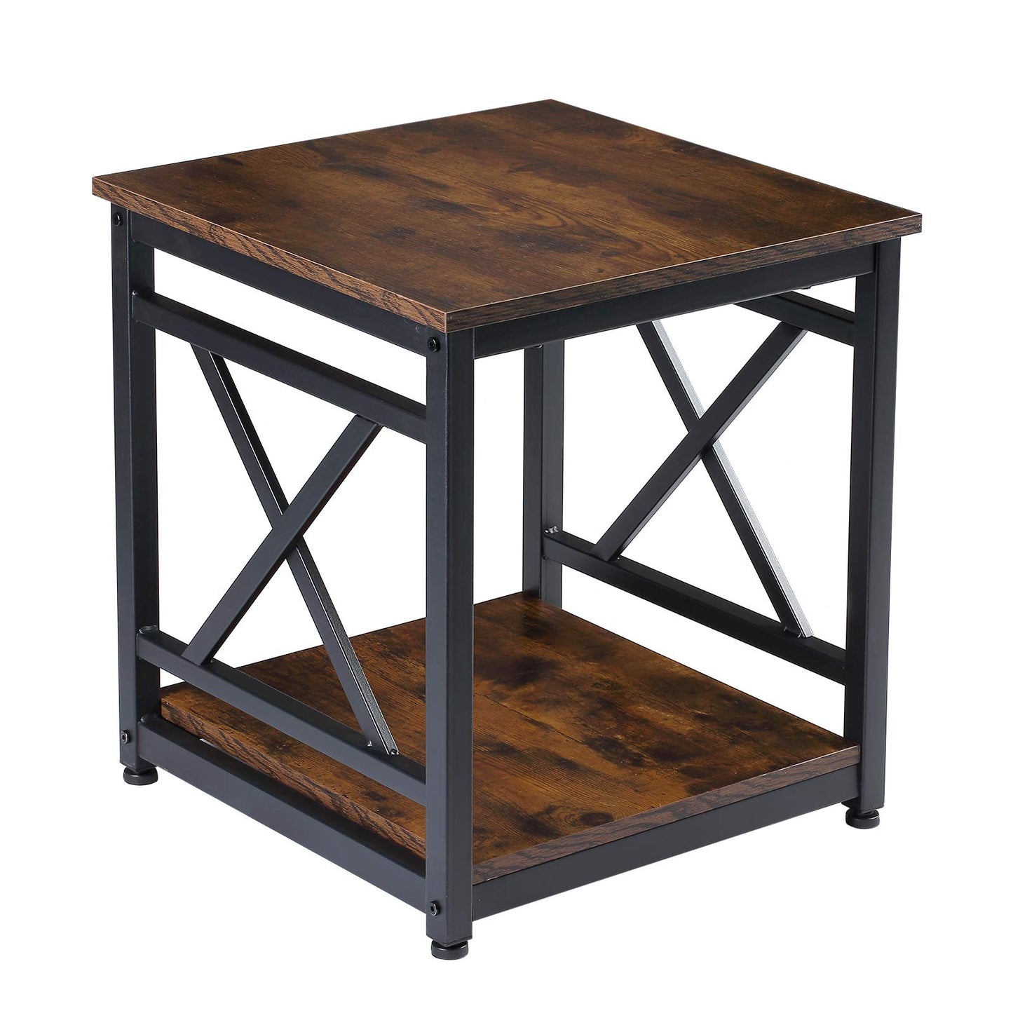 18'' Industrial End Table Side Table with 2-Tier Storage Shelf