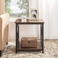 18'' Industrial End Table Side Table with 2-Tier Storage Shelf