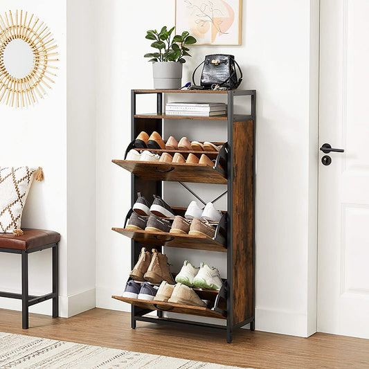 Shoe Storage Cabinet & Hidden Shoe Rack,Entryway Shoe Organizer with Storage Shelf