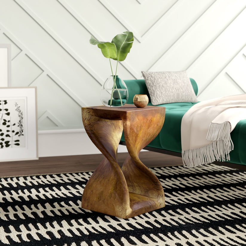 20'' Tall Solid Wood Abstract End Table