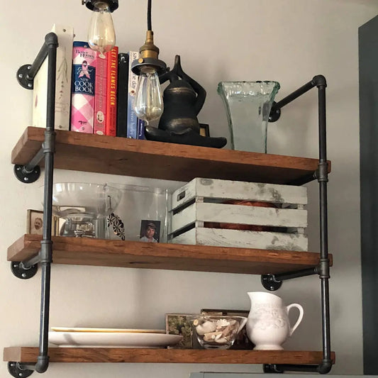 Industrial Floating Wall Shelves - Three Tier