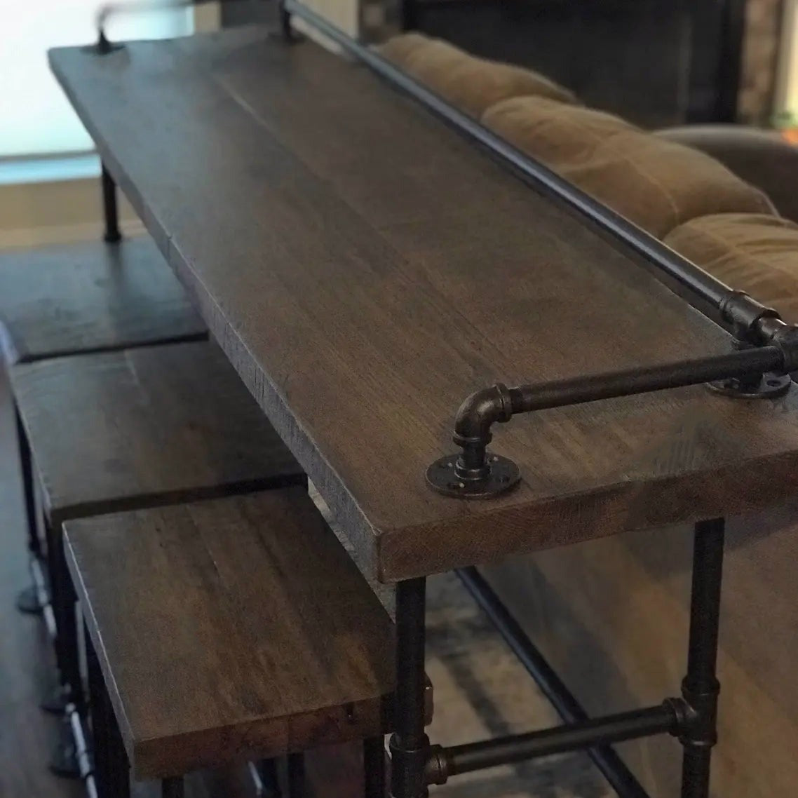 Sofe Bar Table, Industrial Pub Table - Wood thickness: 2"